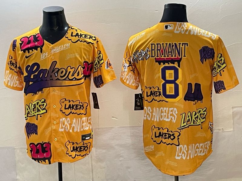 Men Los Angeles Lakers Nike #8 Bryant yellow NBA 2025 Jersey style 04